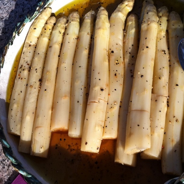 Marinated white asparagus to go with the dinner