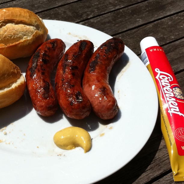 Brats for lunch from the