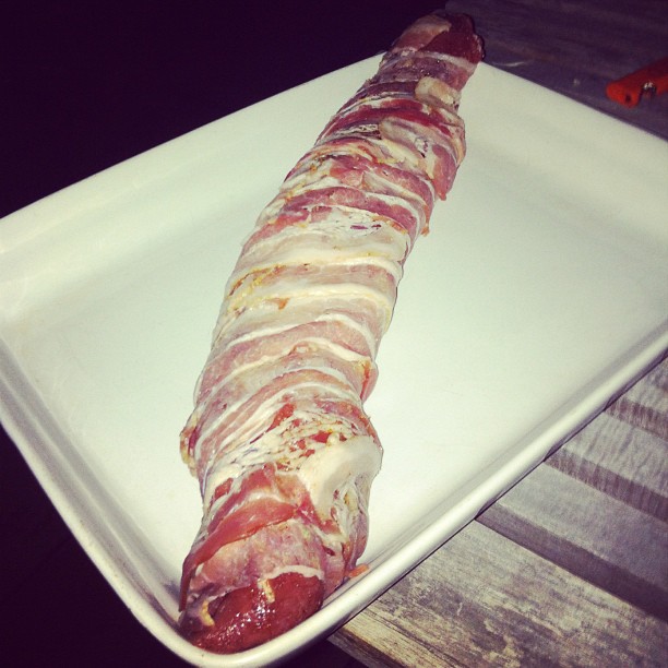 This wrapped pork tenderloin is going on the for dinner