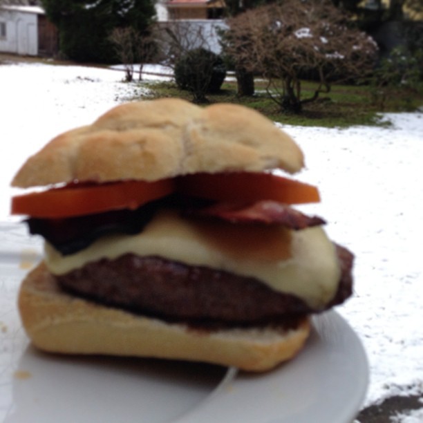 Snow is back but that didn't stop me from cheeseburger on the for lunch