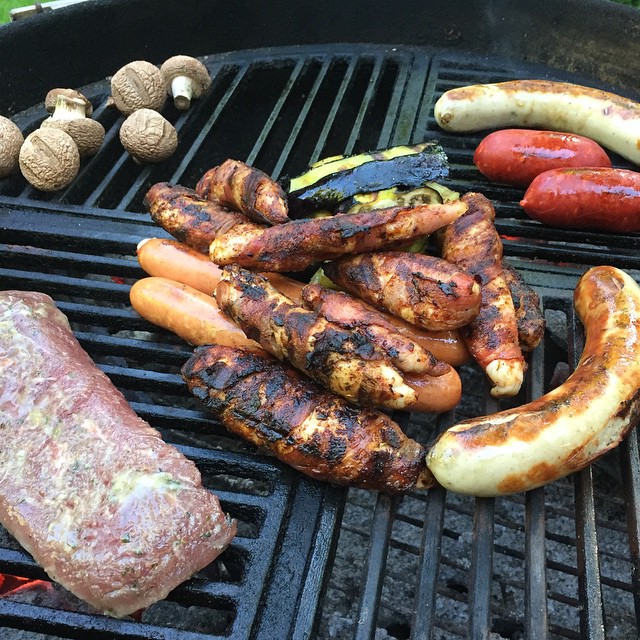 wrapped chicken breast, lamb, chorizo, cheese filled sausages and more on the for dinner