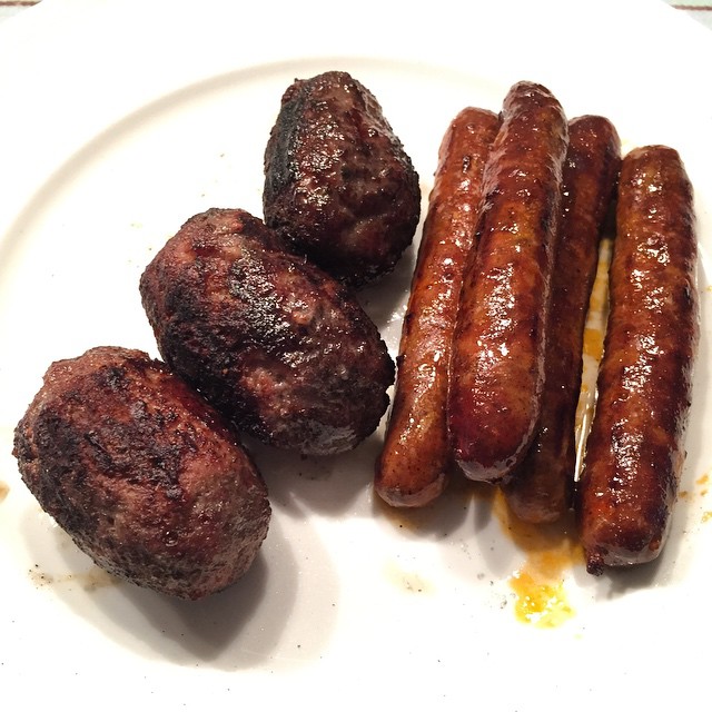 Merguez sausages  and minced meat on the